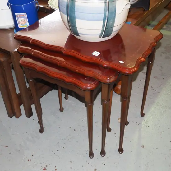 nest of 3 mahogany tables