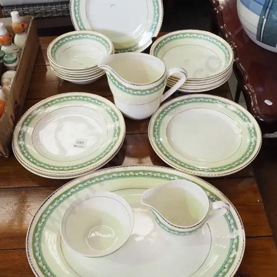 assorted Portland Pottery items; plates, bowls, jugs