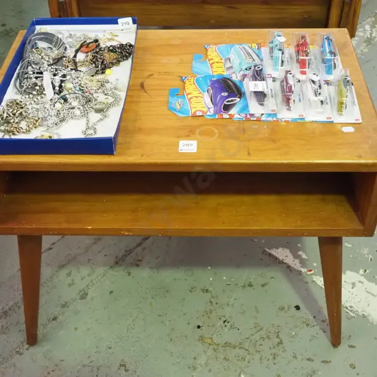 mid century pine end table with internal shelf - some signs of borer H460 W610 D380