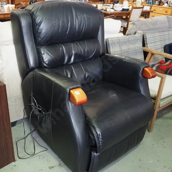 black leather electric rise and tilt armchair