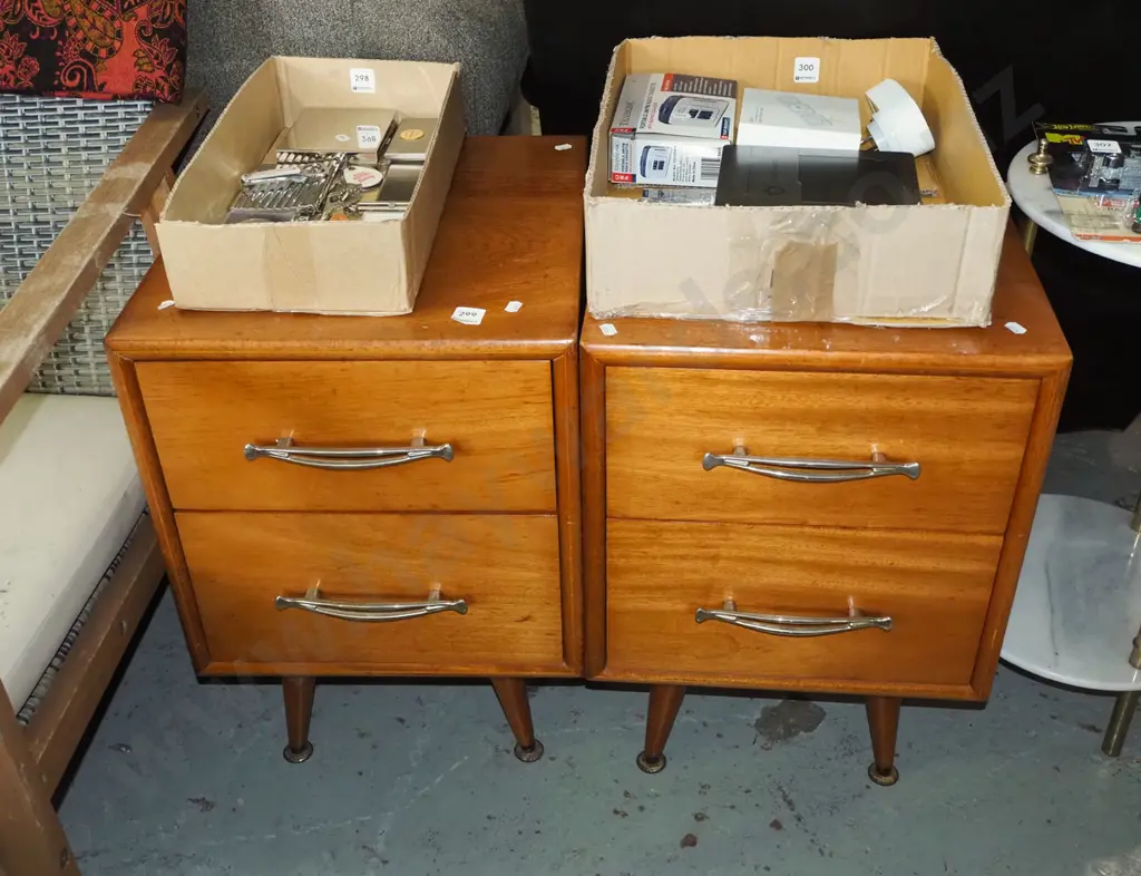 pair of mid century mahogany bedside cabinets Image 1++