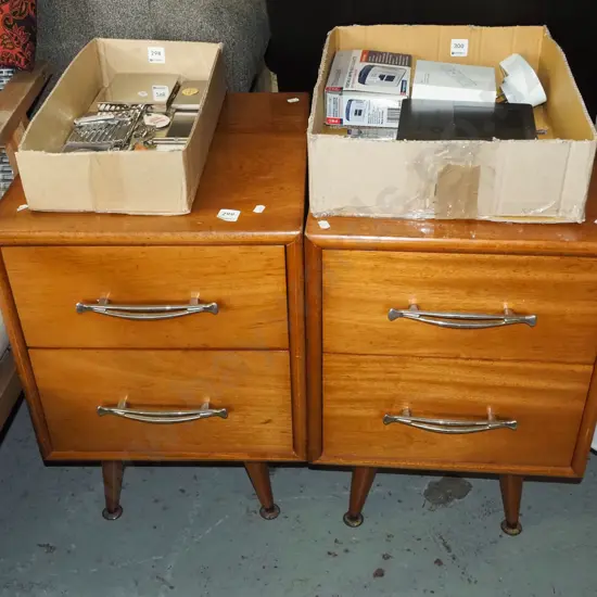 pair of mid century mahogany bedside cabinets