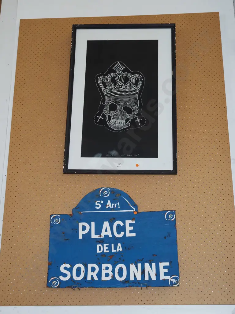 framed tapestry - Its Not Over Yet, painted French street sign on card Image 1++