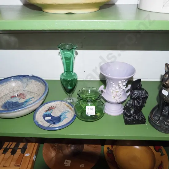 shelf; figurines, bowls, vases etc