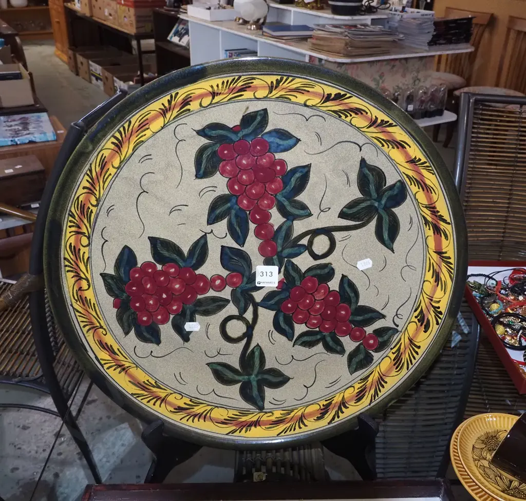 large hand painted plate Diam460 Image 1++