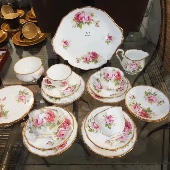 assorted Royal Albert American Beauty plates, cups etc