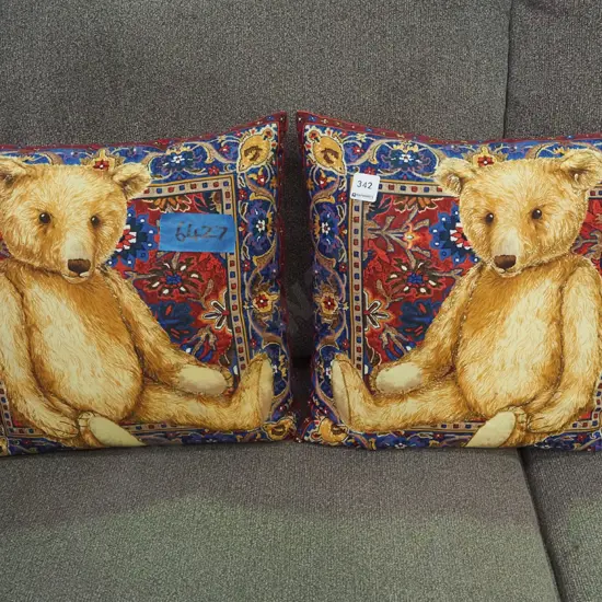 2x teddy bear cushions