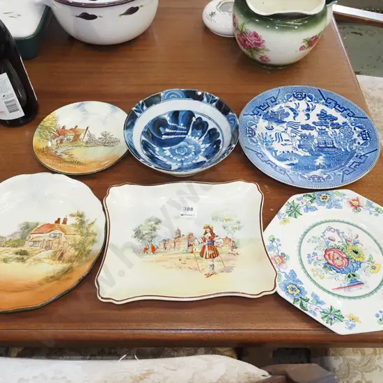 Doulton plates, willow plate, Masons bowl etc