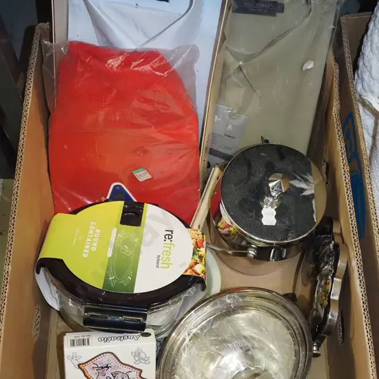 box; shirts, coasters, ice buckets etc