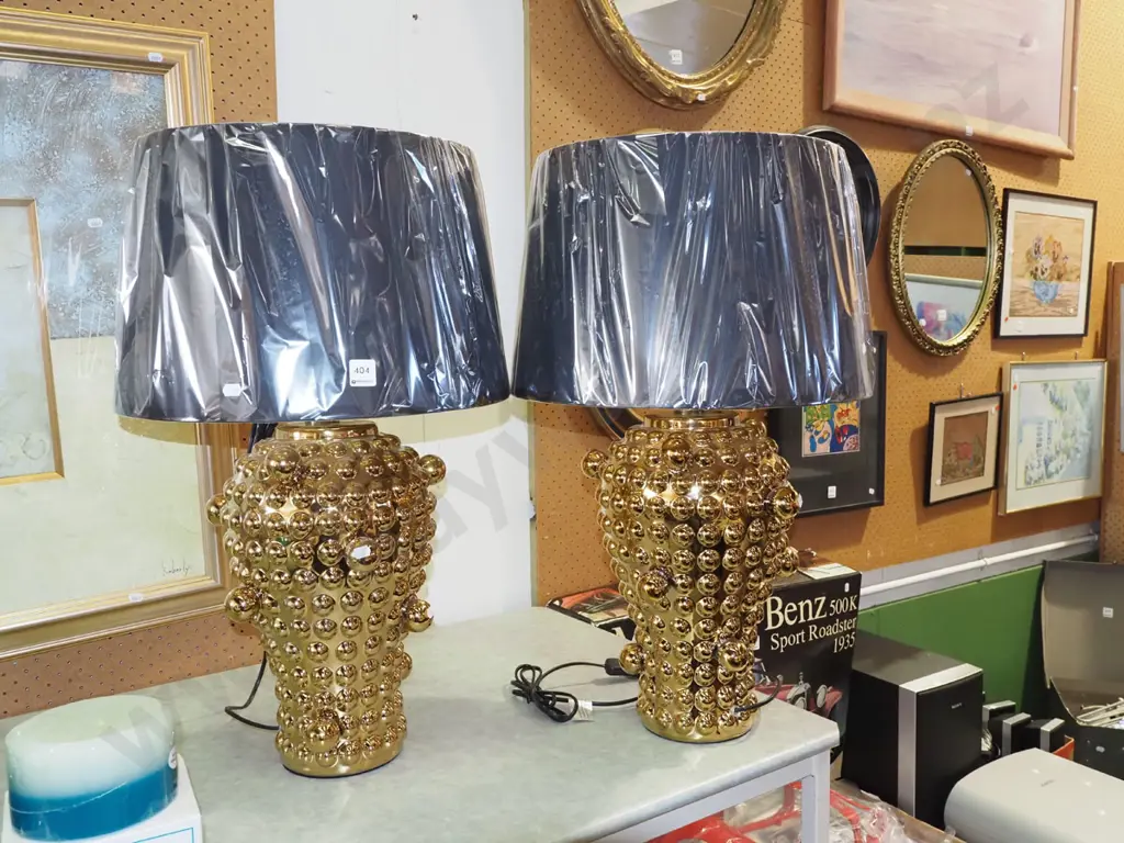 pair of gilt bubble based table lamps H670 Image 1++