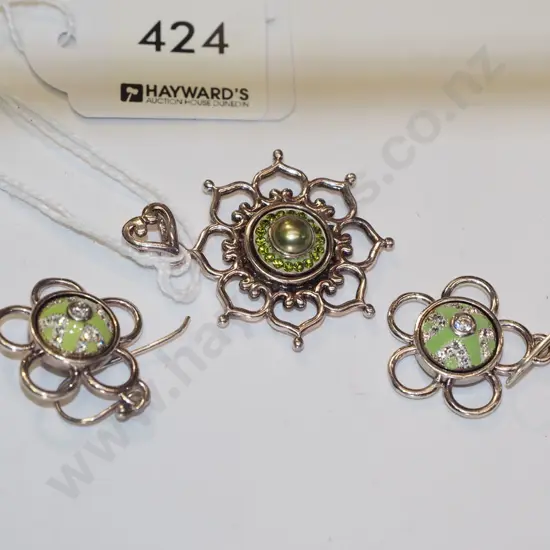 sterling silver pendant & earring set
