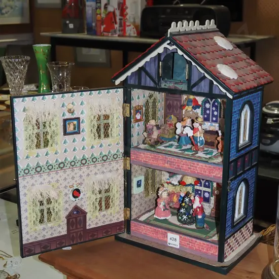 composite battery powered and clockwork musical Christmas house H420