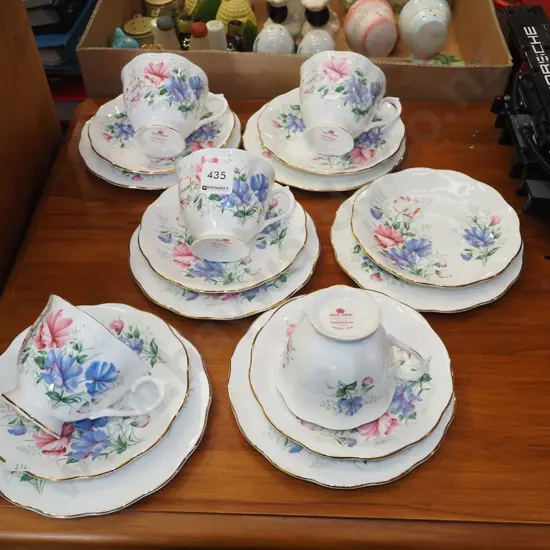 Rroyal Albert Friendship Sweet Pea cups, saucers, plates