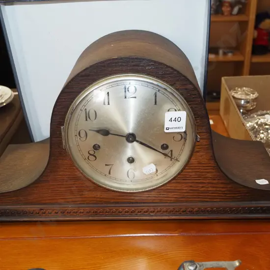 deco wood cased mantle clock 