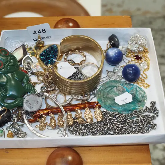 small tray of costume jewellery, plastic tiki