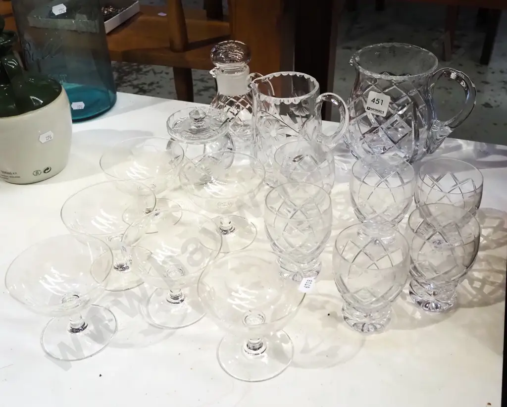 cut crystal jugs, tumblers, honey pot etc Image 1++