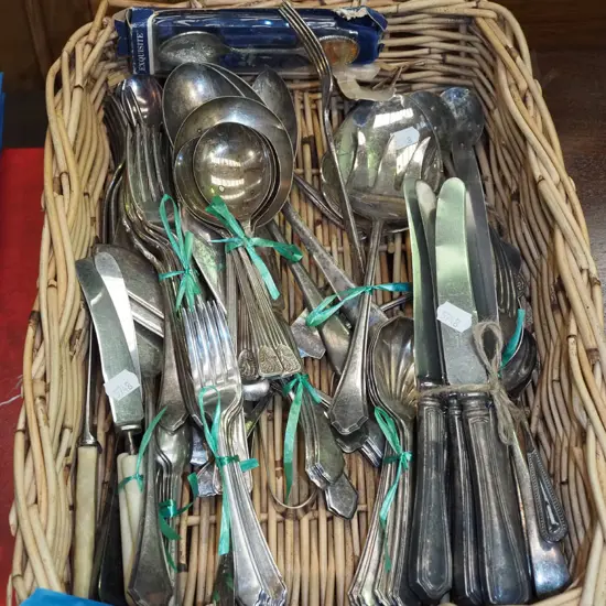 cane tray and cutlery