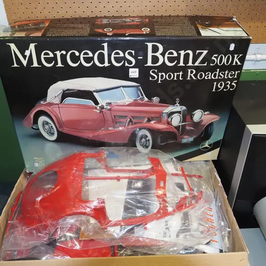 large yet to be assembled model of Mercedes Benz 1935 Sports Roadster