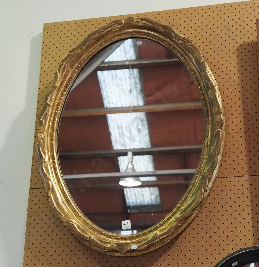 gilt framed oval wall mirror H790 Image 1++