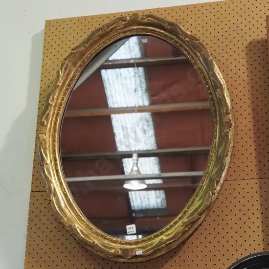 gilt framed oval wall mirror H790