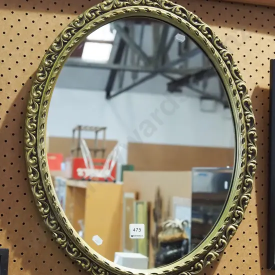 gilt framed oval wall mirror H520