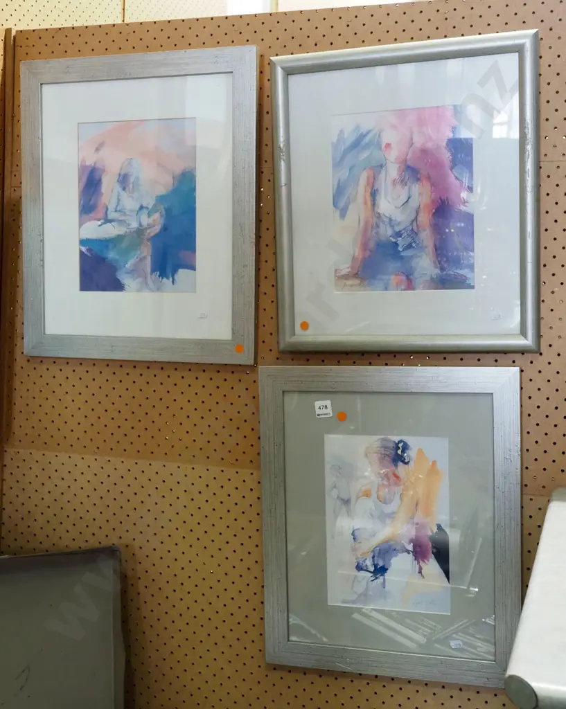 3x framed Angus Watson prints - portraits - orange dots Image 1++
