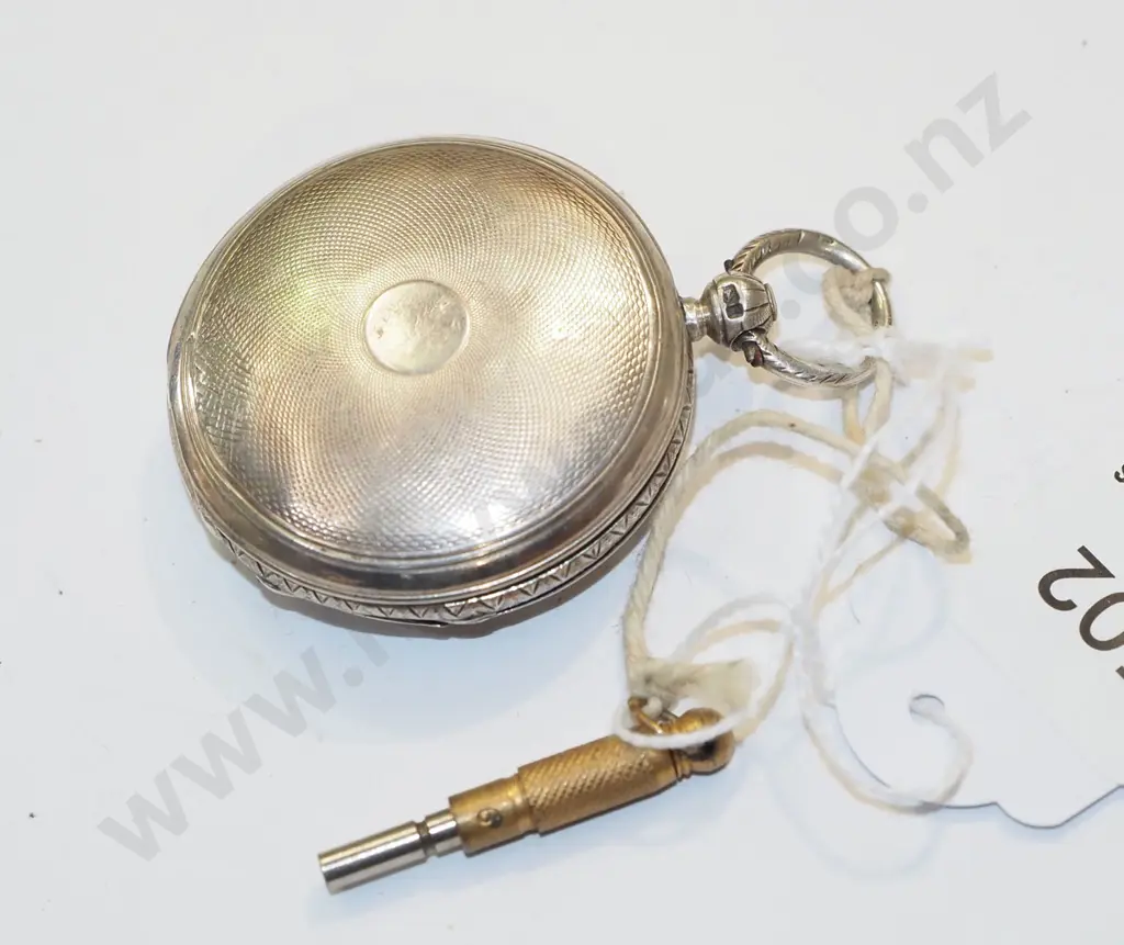 key wind ladies pocket watch, sterling silver case, missing minute hand (going) Image 1++