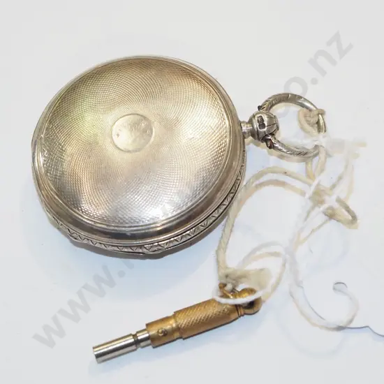 key wind ladies pocket watch, sterling silver case, missing minute hand (going)