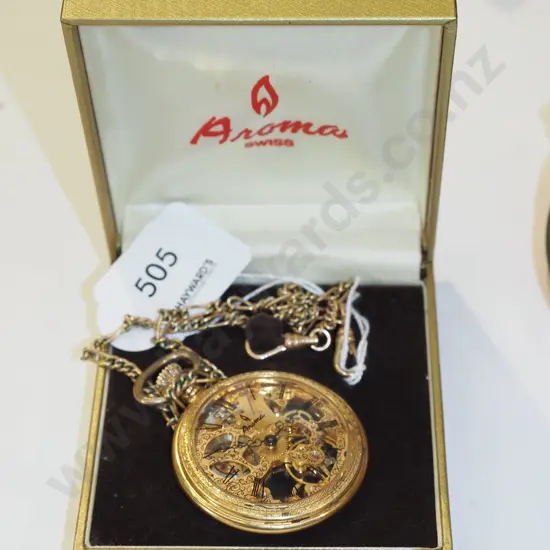 Roma skeleton pocket watch (going)