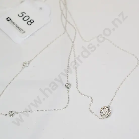 2x sterling silver zircon necklaces