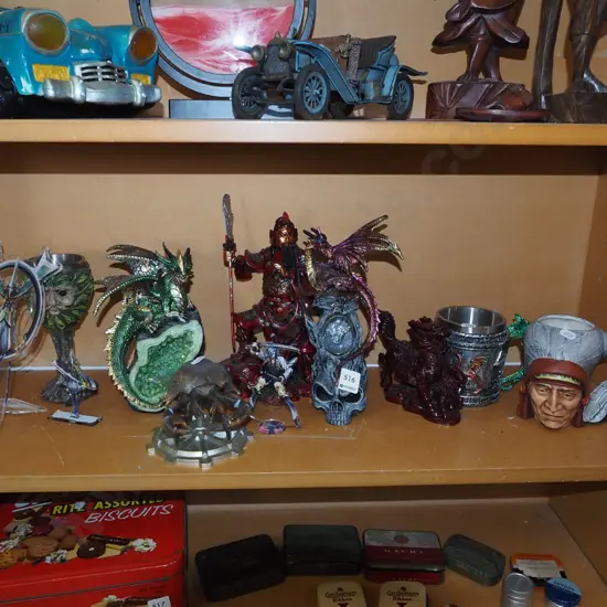 shelf; fantasy figurines, mugs Tallest H250