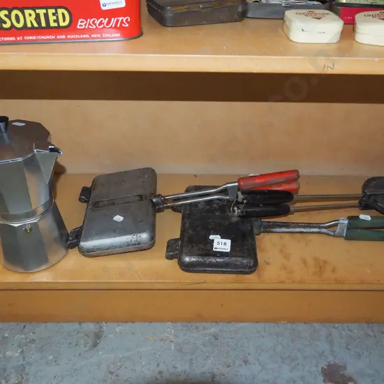 3x camp fire toastie pie makers, stove top espresso
