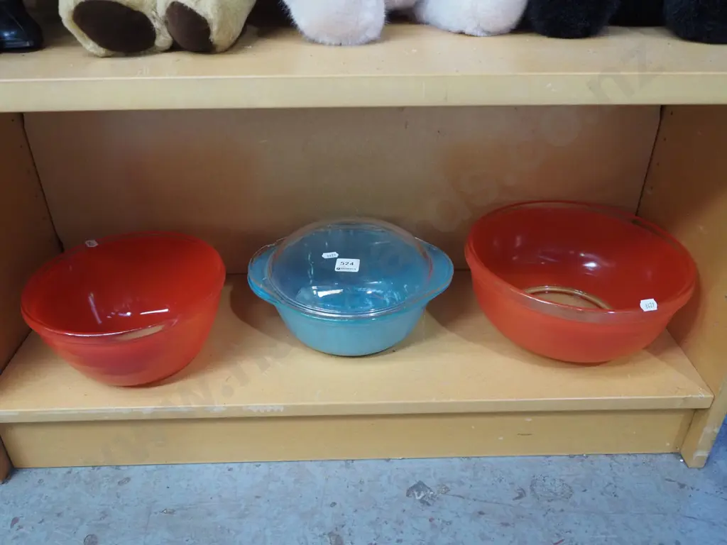 glass mixing bowls, pyrex lidded casserole Image 1++