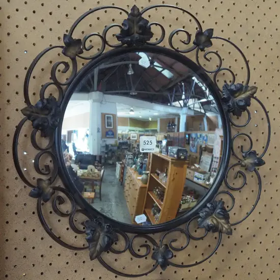 retro metal framed circular wall mirror D-430
