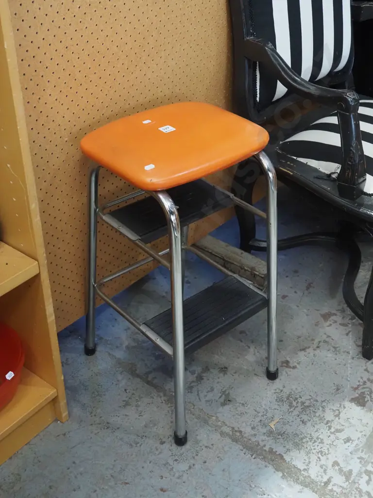 orange vinyl kitchen step stool Image 1++
