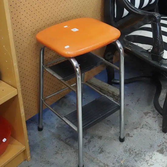 orange vinyl kitchen step stool