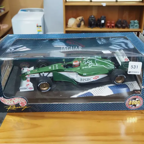 boxed HotWheels Jaguar Formula 1 car