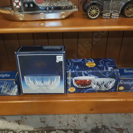 4x as new boxes of  crystal tumblers and bowls