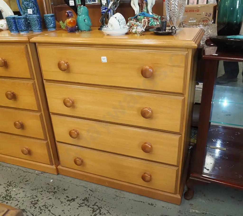 rimu and mdf 4 drawer chest H880 W800 D400 Image 1++