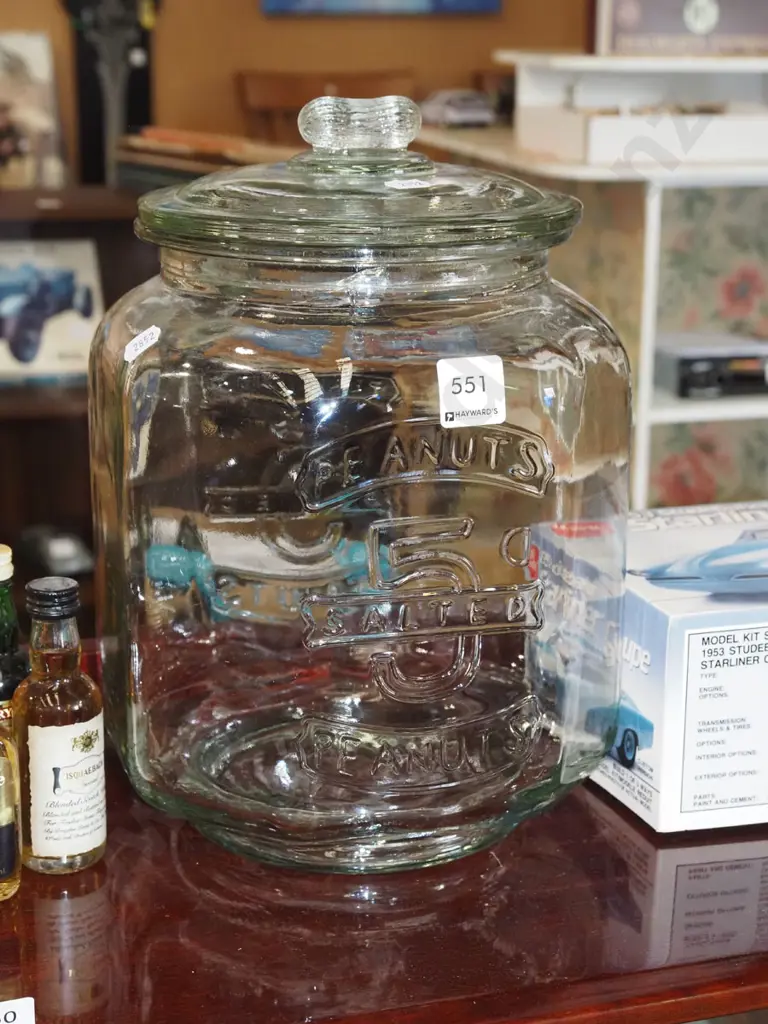 large glass peanuts jar H320 Image 1++