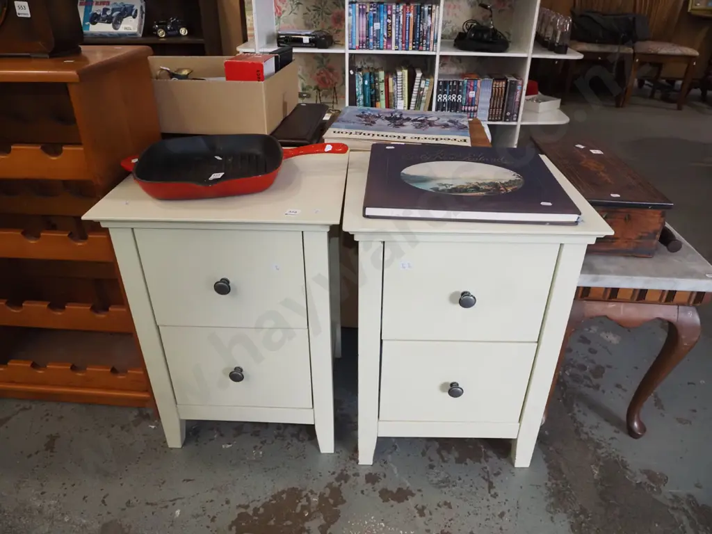 2x mdf melteca 2 drawer bedside cabinets Image 1++