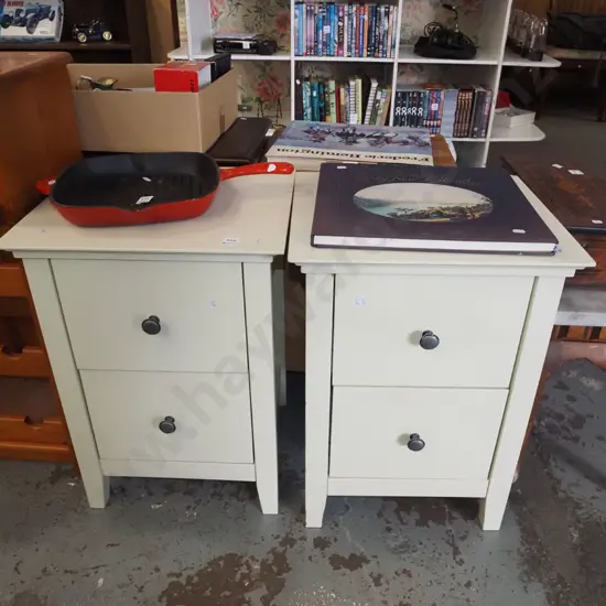 2x mdf melteca 2 drawer bedside cabinets