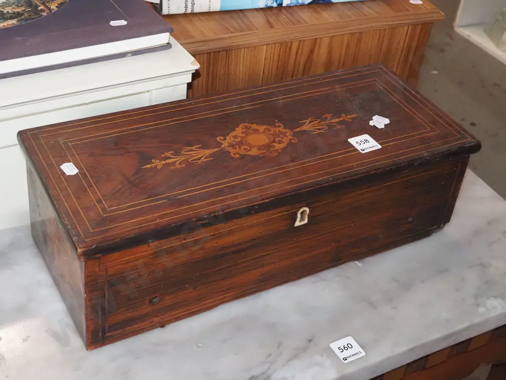 mahogany wood inlay box W420 Image 1++