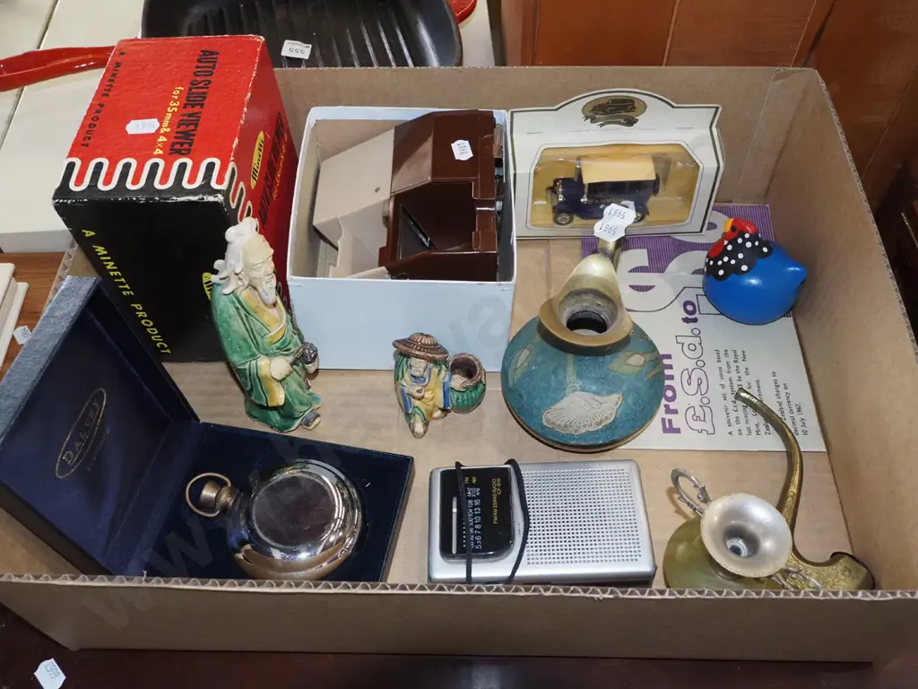 box; slide viewer, small hip flask, radio etc Image 1++