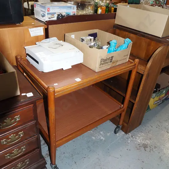 mid century teak and formica tea trolley