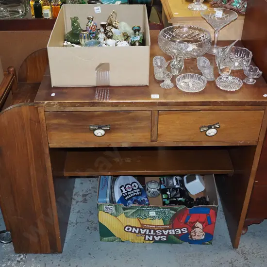 mixed timbers deco drawer study desk with side shelving H770 W965 D500
