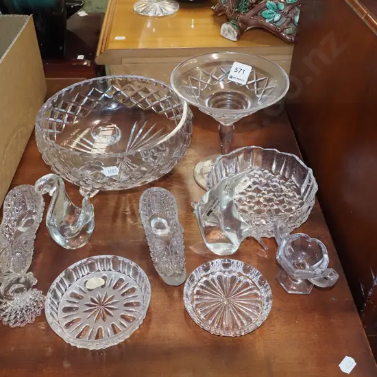 cut crystal comport, footed bowls, dishes etc