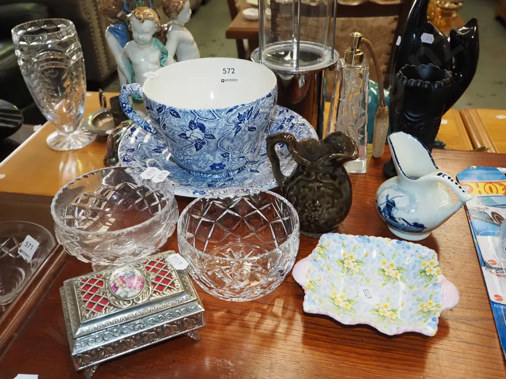 large Maling cup and saucer, crystal bowls, trinket box etc Image 1++