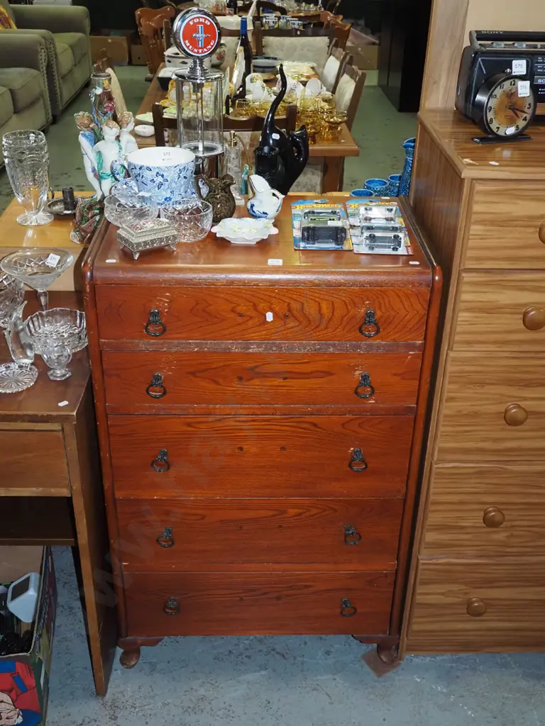 oak 5 drawer chest H1010 W625 D400 Image 1++