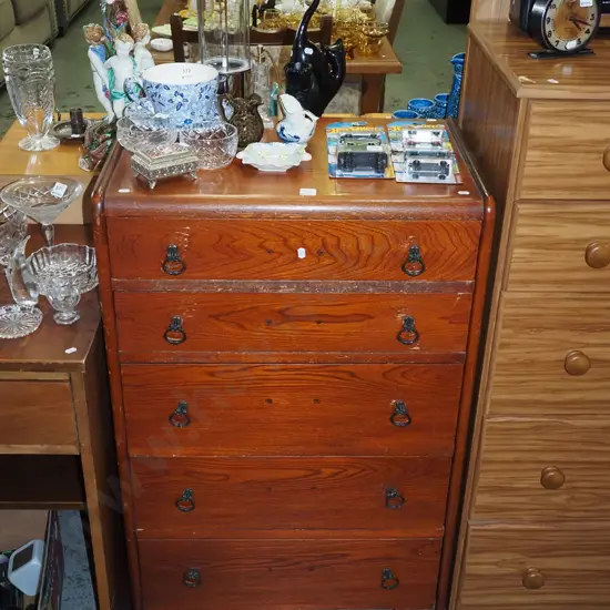 oak 5 drawer chest H1010 W625 D400